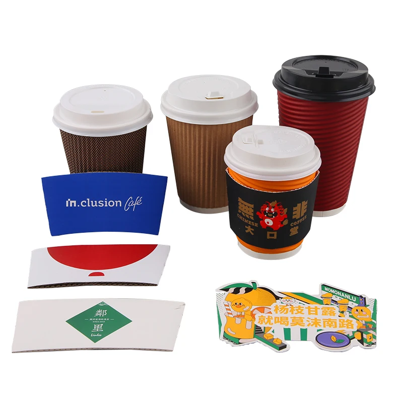 

Customized productDisposable Printed Kraft Paper Cup Sleeve For Coffee embossed cup sleeve