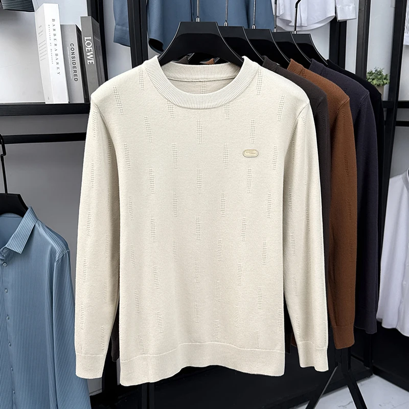 Men's New High quality Long sleeve Sweater Autumn Round neck Anti-pilling Base layer Knitwear Brand Casual Fashionable Men wear