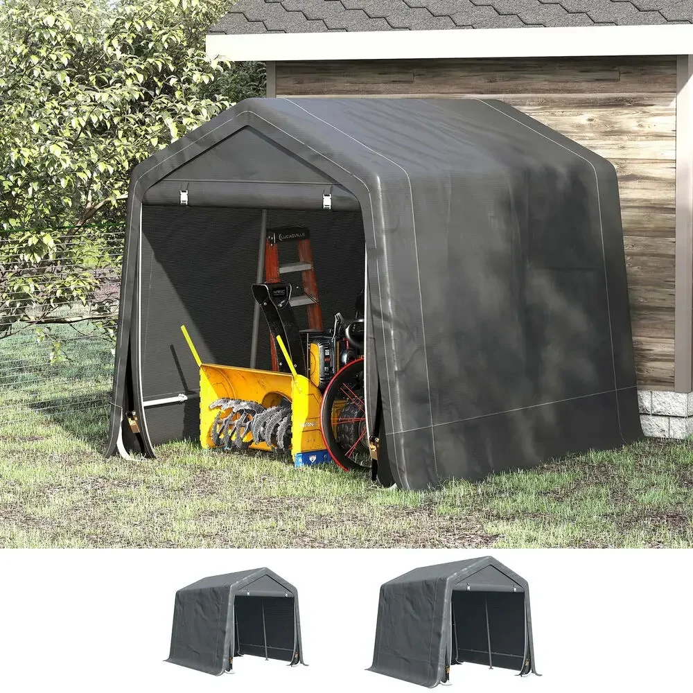 Garden Garage Storage Tent Metal Frame Bike Shed w/ Zipper Doors