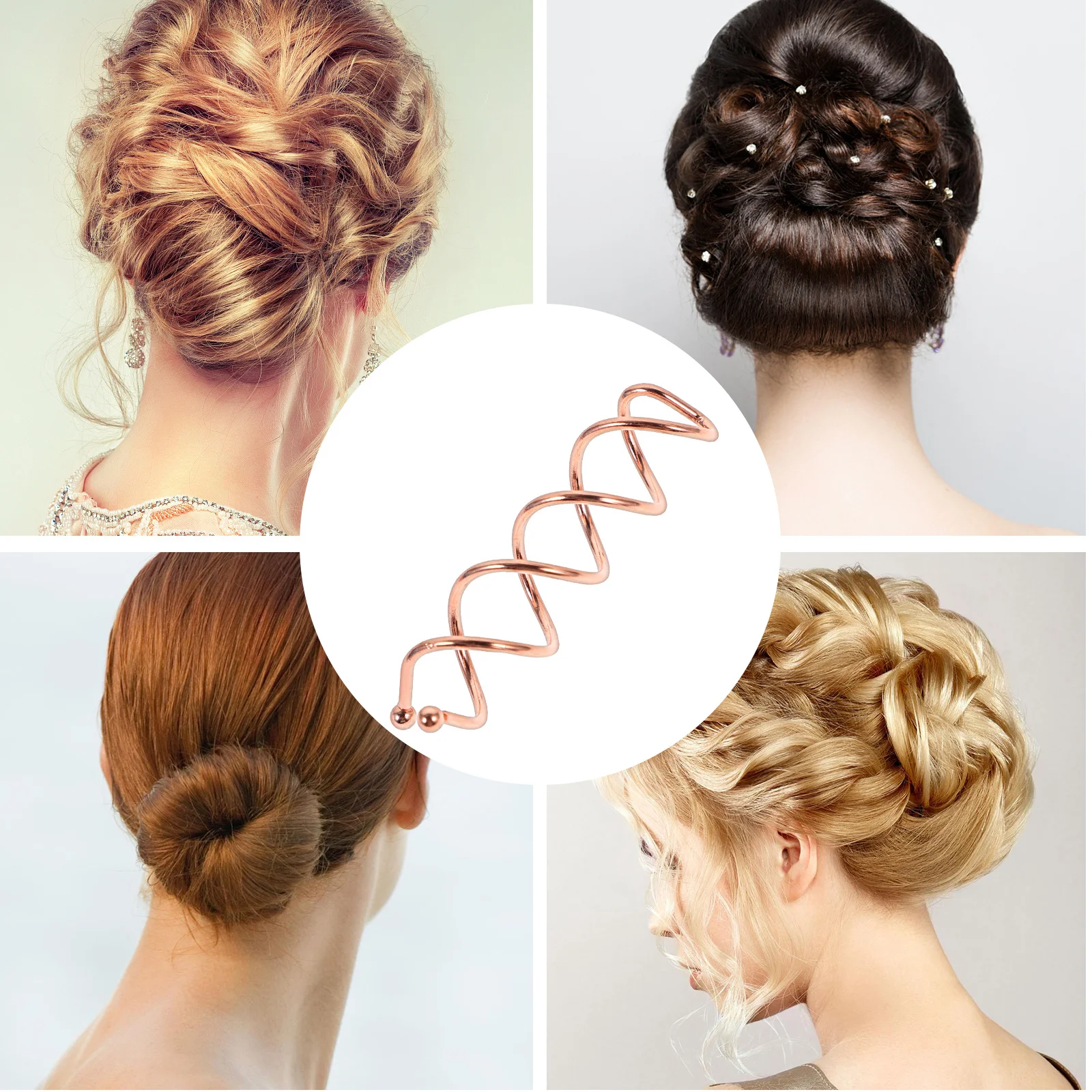 

20pcs Spiral Hair Clips Flexible Bun Maker For Long Hair Rose Gold Hairstyling Accessories Women Girls Bride Wedding Pin