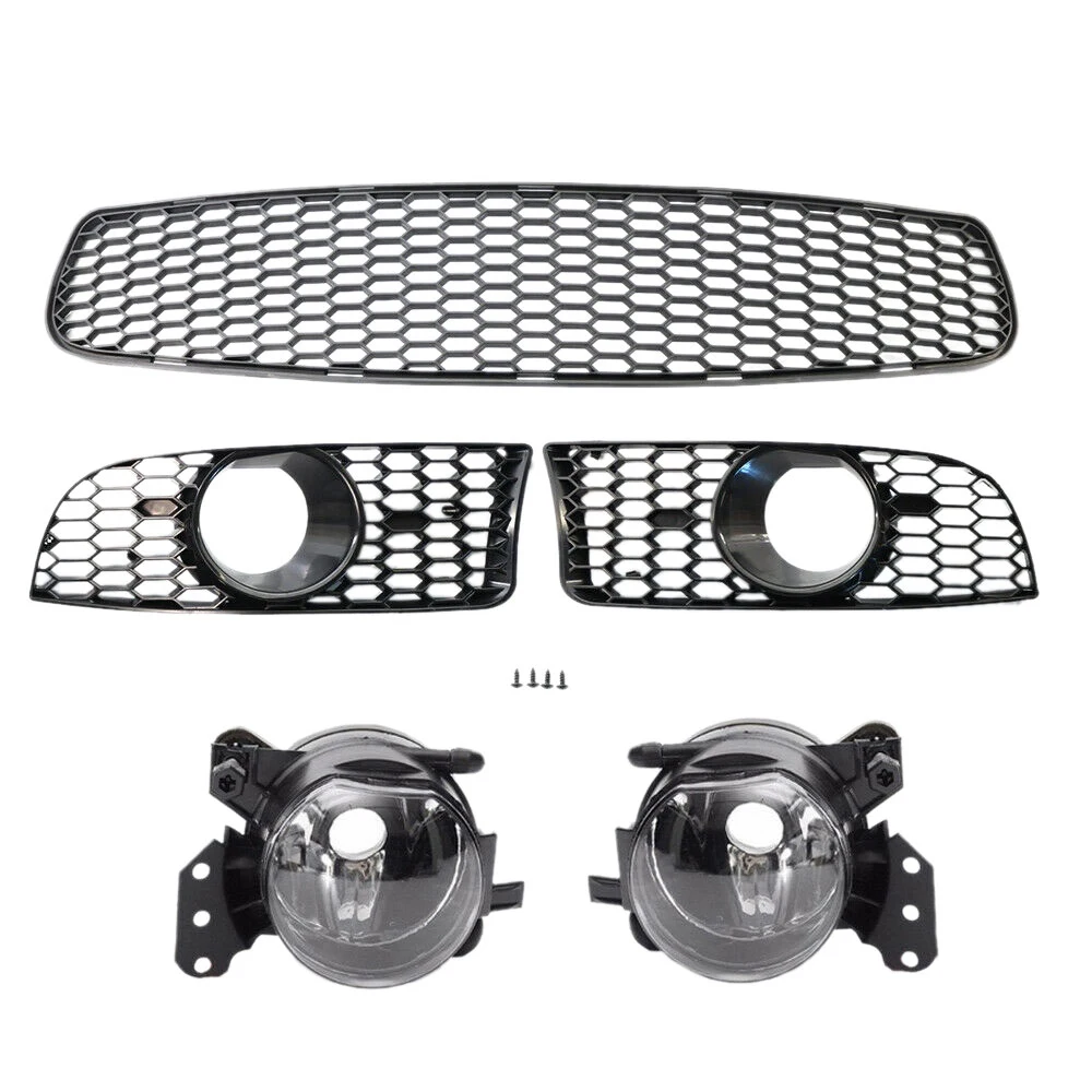 Front Lower Bumper Grille Fog Light Grill + Fog Lamp Kit for 3-Series E90 E92 E93 2009-2011