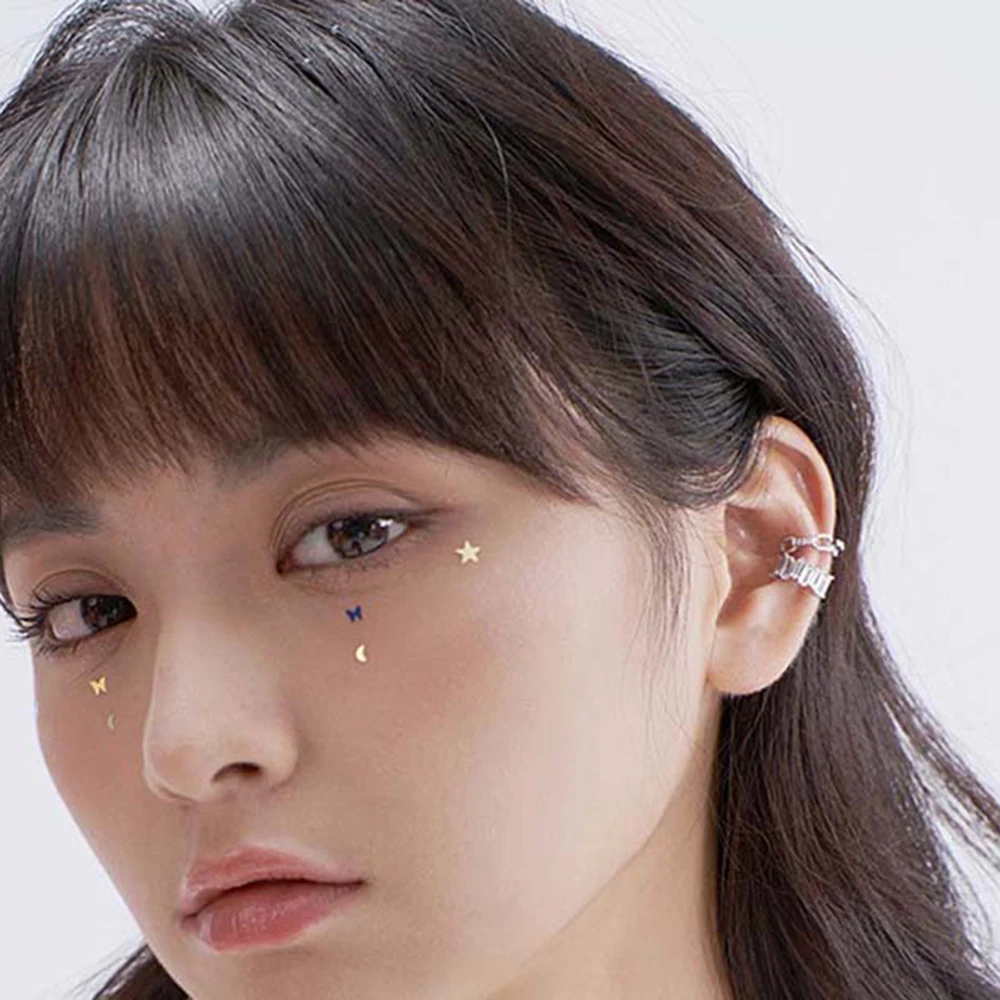 

Elegant Fashion Jewelry S925 Girls Women Crystal Multi-layer Ear Bone Clip Non Piercing Ear Clips Ear Cuffs