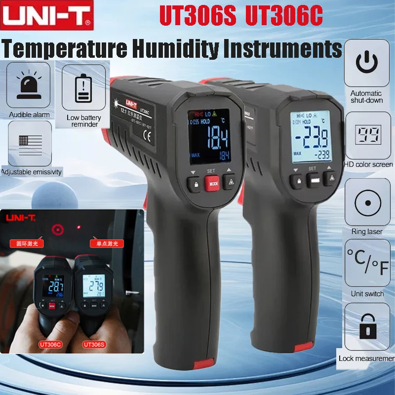 UNI-T UT306S UT306C Digital Thermometer Laser Non Contact Household Industrial Temperature Gun Professional Temperature Meter
