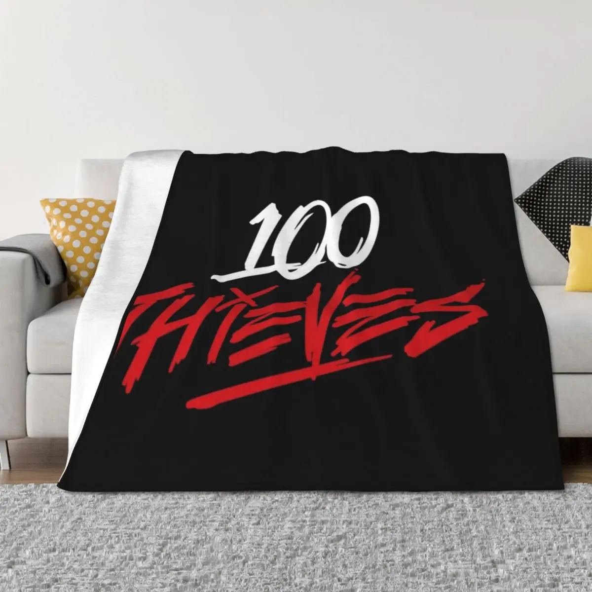 

Thieves Merch 100 Thieves Logo Throw Blanket blankets and throws Bed Designers Luxury St Blankets
