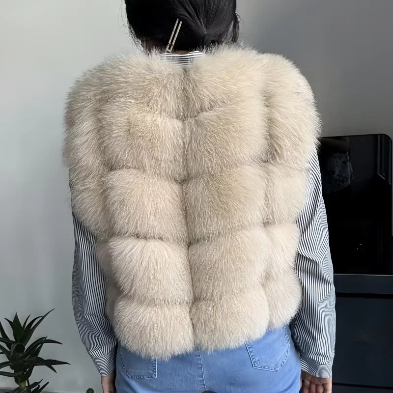 kejinyuan gilet in vera pelliccia di volpe e pelliccia di procione da donna naturale invernale caldo senza maniche
