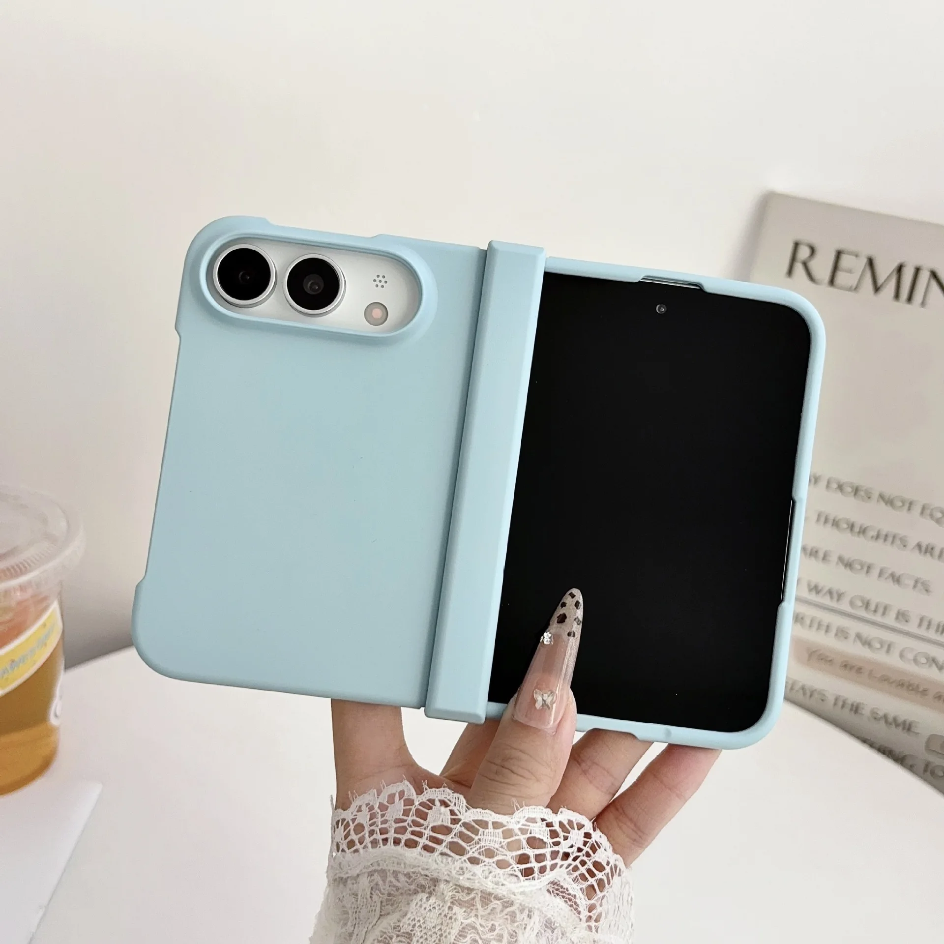 Applicable iPhone Ultra folding screen mobile phone case Apple 18Fold solid color ultra-thin axis anti-drop protective case
