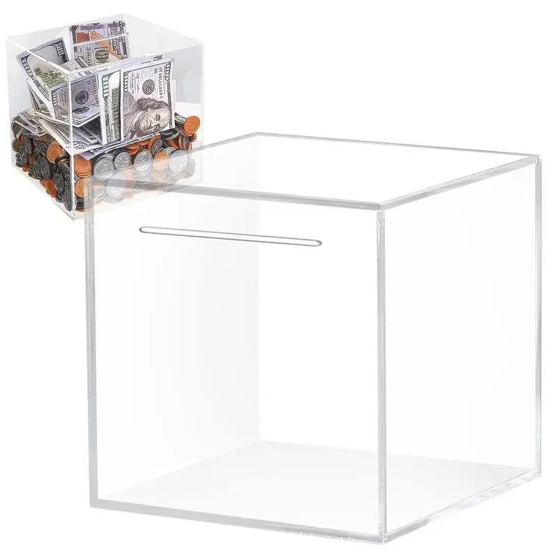 

Clear Acrylic Piggy Bank Durable Money Saving Storage Box Transparent Piggys Bank Cube Gifts For Coin Banknote Tirelire Festival