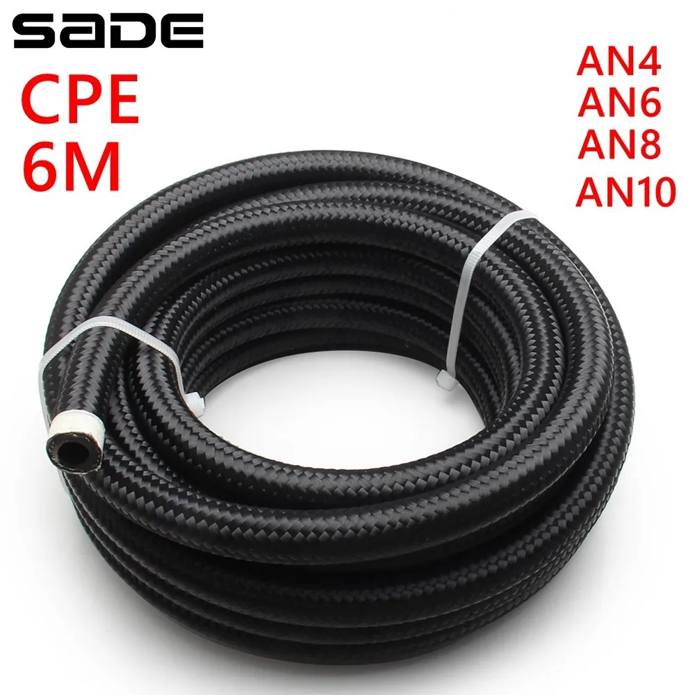 

20FT 6M AN4 AN6 AN8 AN10 Oil Fuel Hose Oil Gas Cooler Hose Line Pipe Tube Nylon Stainless Steel Braided Inside CPE Rubber