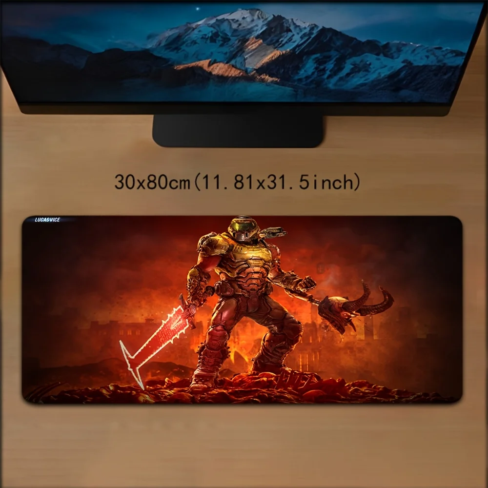 لوحة ماوس ألعاب كبيرة من DOOM S-Slayer، حصيرة مكتب مطاطية كبيرة جدًا مضادة للانزلاق للكمبيوتر الشخصي ولوحات المفاتيح الميكانيكية - 30 × 60 سم / 30 × 70 سم / 30 #3