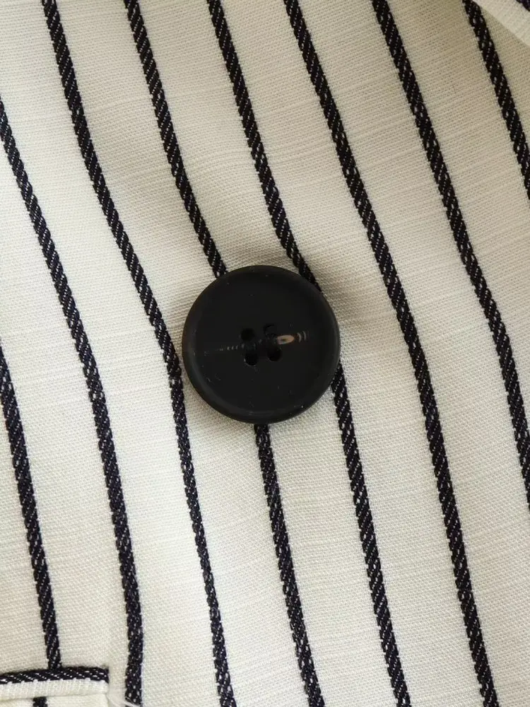 Withered British Ladies Vintage Boyfriend Stripe Blazer Women Fashion Casual Jacket