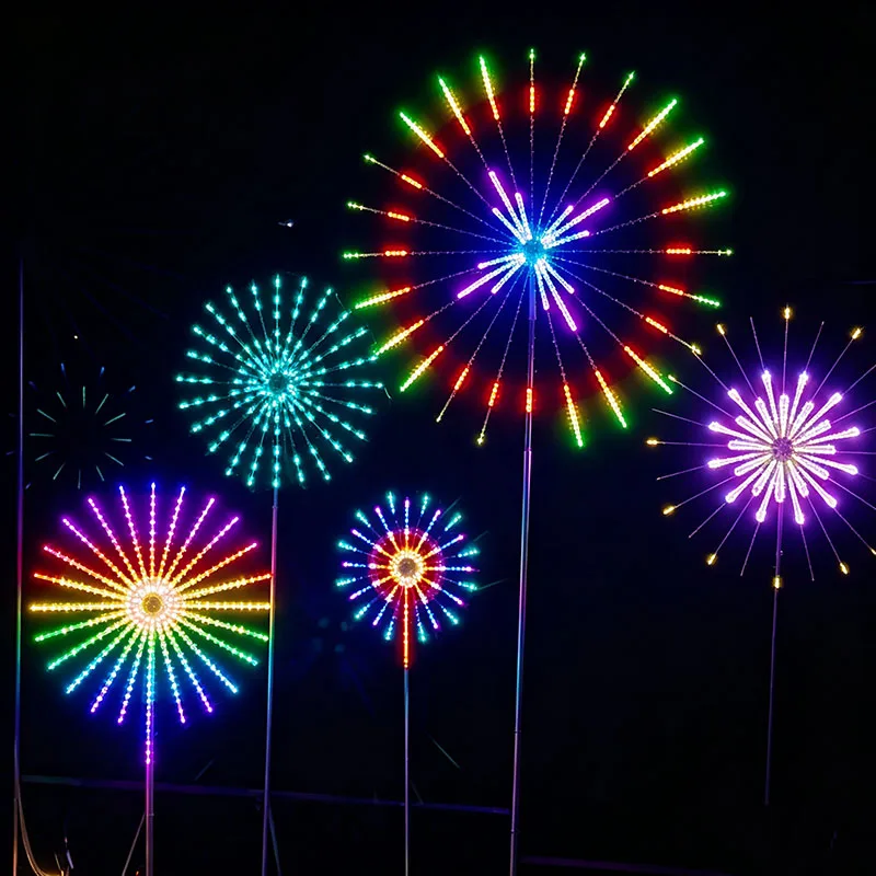 Programmable Double‑Sided Windmill Rotating LED Firework Strobe Light Outdoor Landscape Lamp for 2026 New Year Scenic Plaza Deco