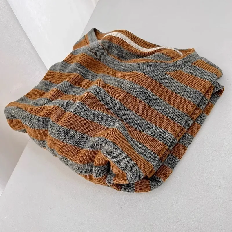 

Soft Comfortable Long Sleeve Striped T-Shirt Women's Loose Fit Autumn Top Skin-friendly Smooth Quality Casual round Neck ...