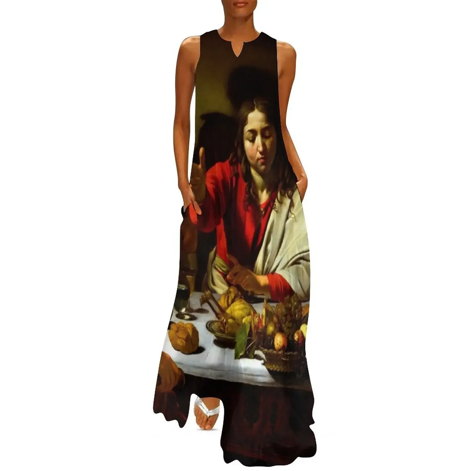 

High Resolution Caravaggio Supper At Emmaus 1601 Long Dress long sleeve dresses summer dresses womens 2025 Female clothing Dress