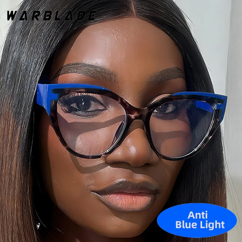 

Fashion Cat Eye Big Frame Anti-Blue Light Eye Protection Glasses Designer Brand Women Men Computer Play Games Optical Eyewear