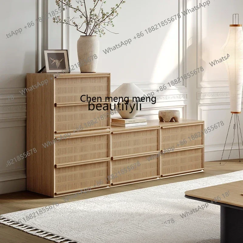 R Log color, floor-to-ceiling TV cabinet, antique and retro furniture combination solid wood module, TV cabinet R