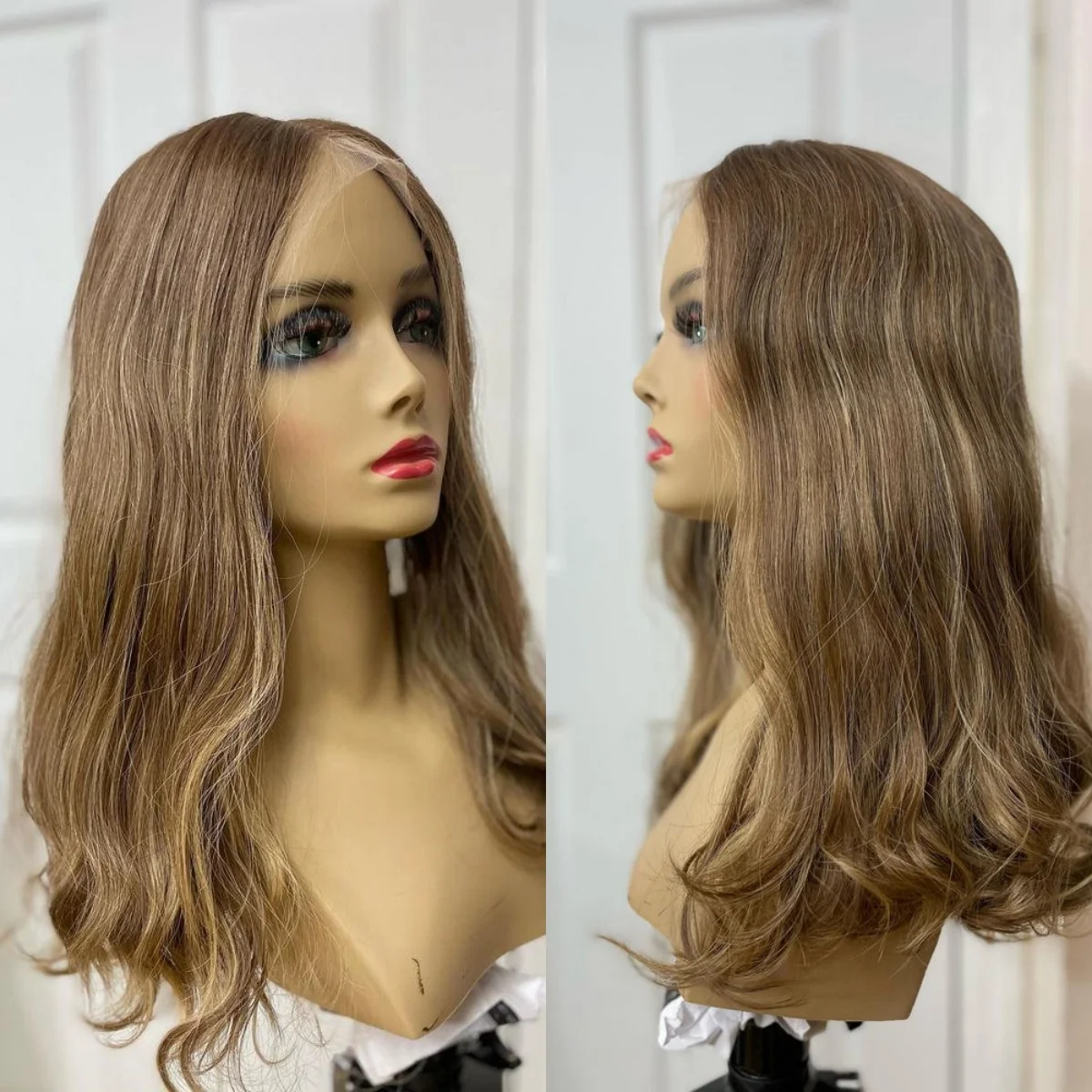 الكراميل براون غلويليس الباروكات موجة طبيعية الاصطناعية HD الدانتيل شعر مستعار أمامي سوبر طويل موجة شعر مستعار كبير الحجم غطاء ألياف عالية الجودة
