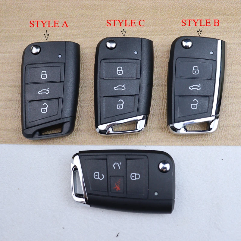 3 4 Buttons Car Key Housing Key Case Shell for Volkswagen/VW/Skoda Golf 7 4 5 Mk4 6 Octavia for Seat Leon Ibiza Altea Mqb Shell
