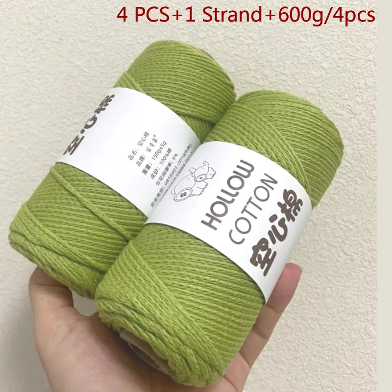 4 PCS 2mm Soft Yarn Hand-Knitting Thread Summer New 600g DIY Cotton Yarn For Handmade Craft Slipper Bag Hat Carpet Crochet Yarn view 3