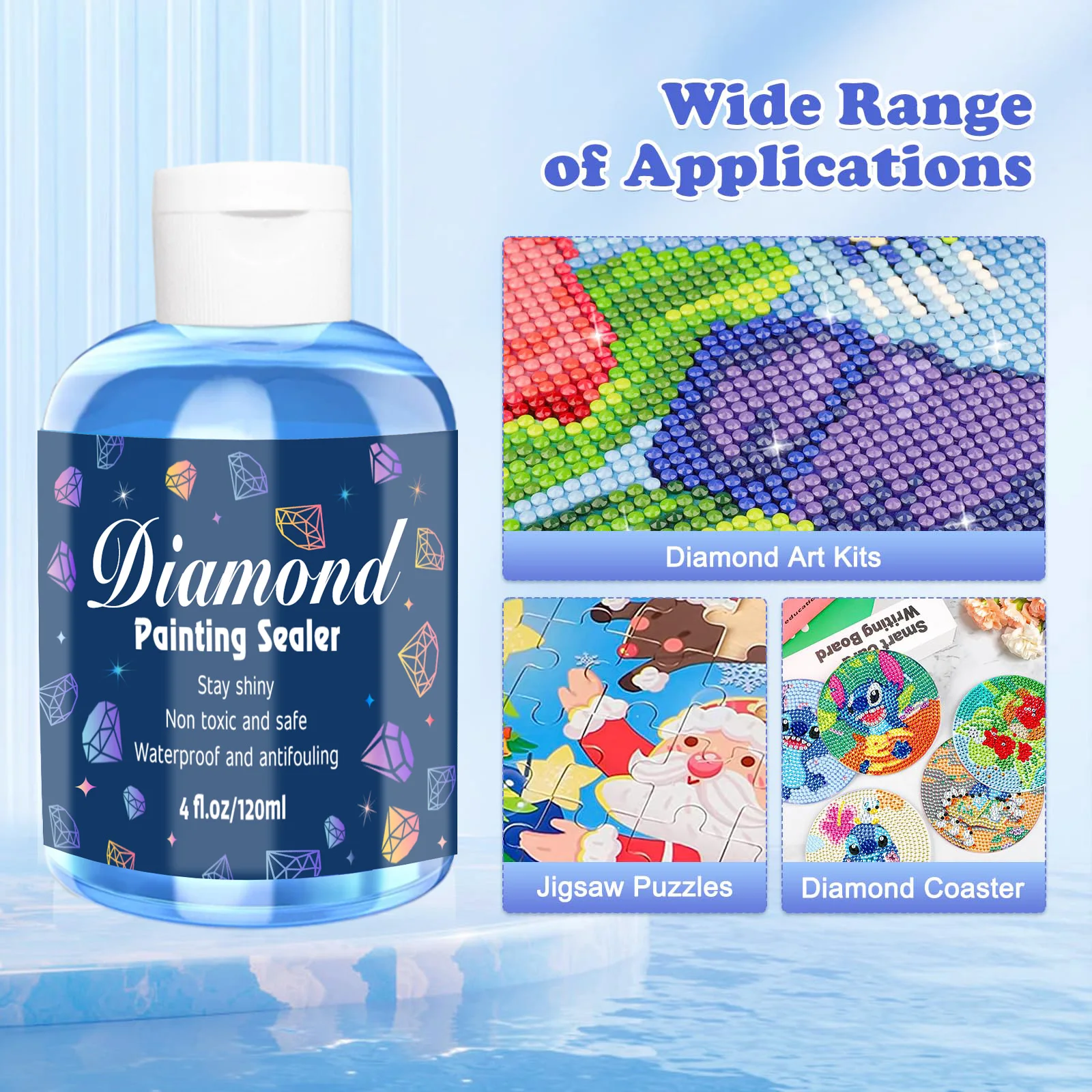 240ml/120ml Diamond Painting Sealer, 5D Diamond Painting Glue Sealer Permanent Hold & Shine Effect Conserver for Jigsaw Puzzles.