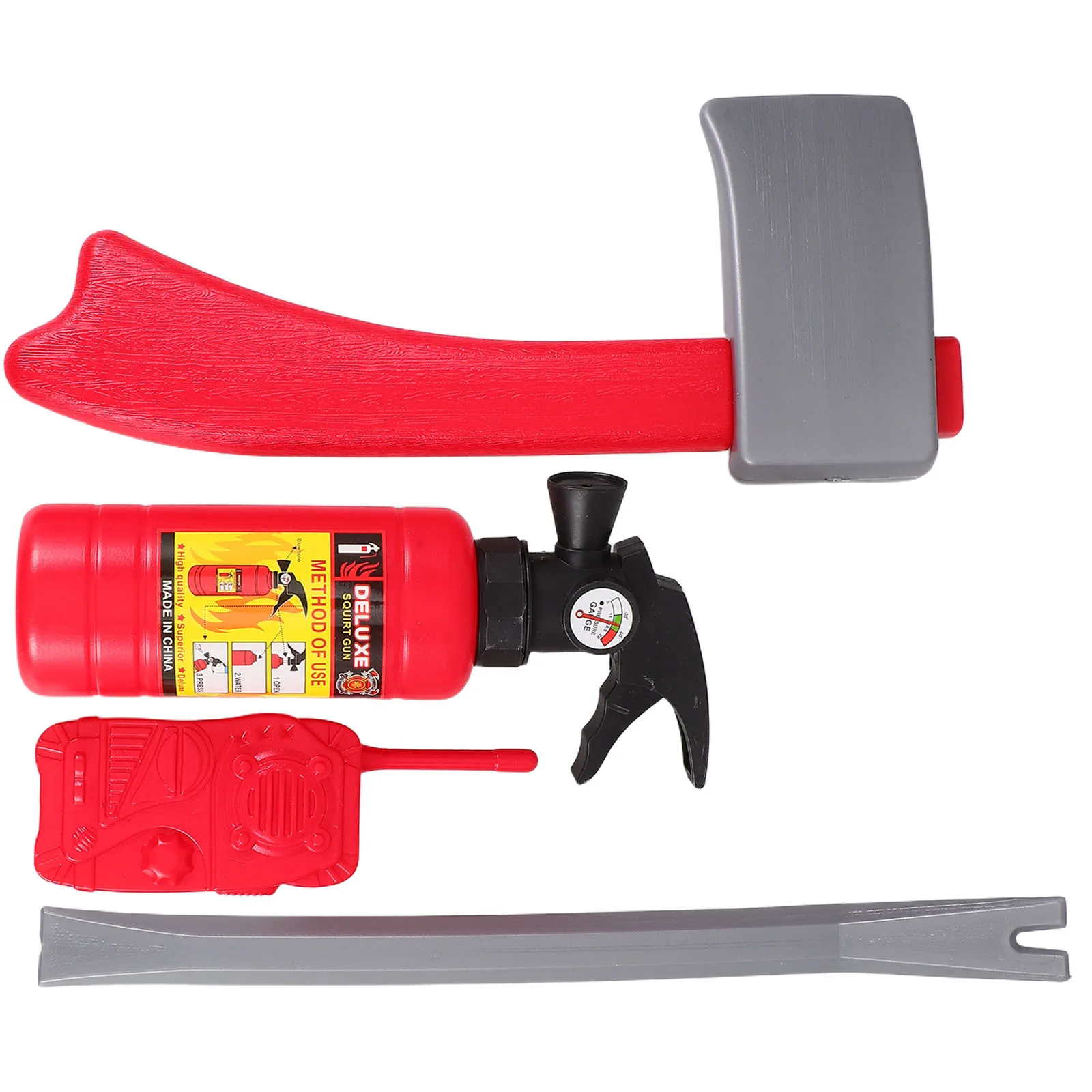 1 conjunto 1 conjunto de adereços de combate a incêndios crianças role play simulação extintor machado spray de água para crianças fingir jogar cosplay conjunto