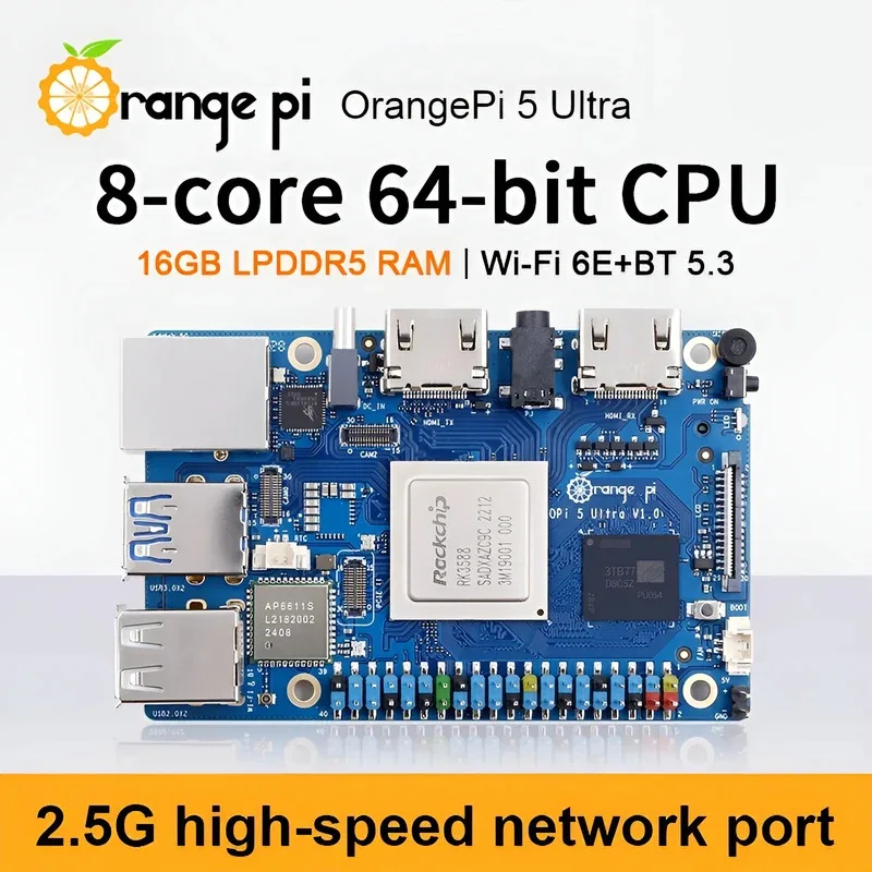 

Orange Pi 5 Ultra 8GB 16GB RAM LPDDR5 Ram Rockchip RK3588 Development Board WiFi 6E+BT5.3 M2 Slot 2.5G LAN OPi5 Ultra Mini PC