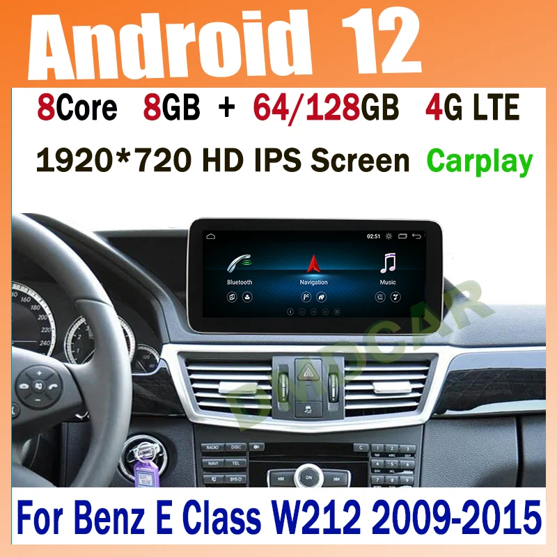 

10.25" 12.5 inch Android 12 8 Core 8G+128G DVD Radio Stereo Multimedia Player GPS Navigation For Benz E Class W212 2009-2015