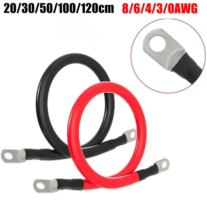 Auto Batterie Kabel Silikon Draht Mit Lug Ring M6 M8 M10 Terminal Kabel Schwarz Rot 8/6/4/0AWG elektrische Draht Für Inverter Batterie