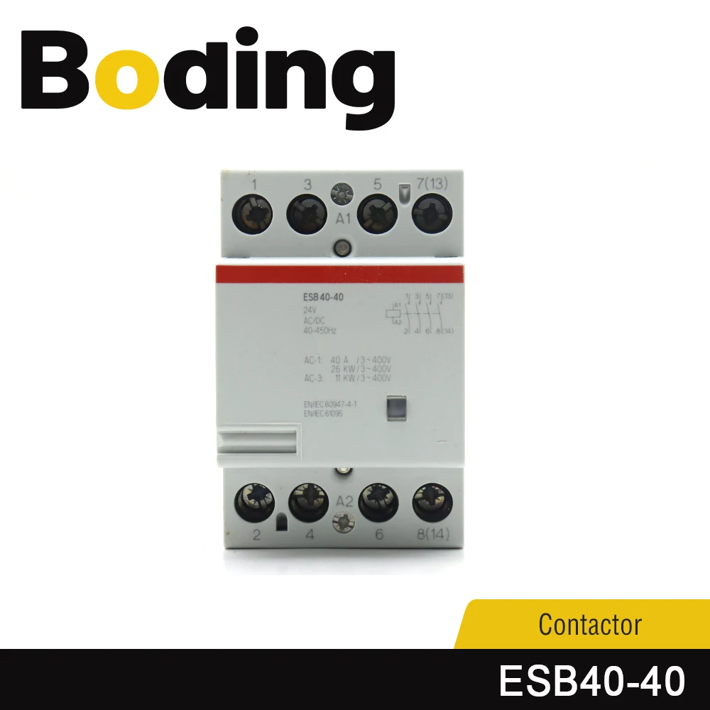 

ESB40-40N Installation Contactor 40A 4NO DIN-rail Modular AC/DC Control Hum-free Overvoltage Protection