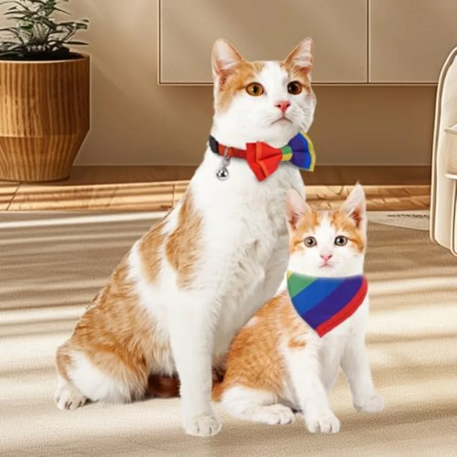 Raiow القط طوق Raiow الياقات القط مع جرس القط العلامات شخصية قابل للتعديل طوق الحيوانات الأليفة ووشاح الديكور مجموعة يناسب معظم فتاة