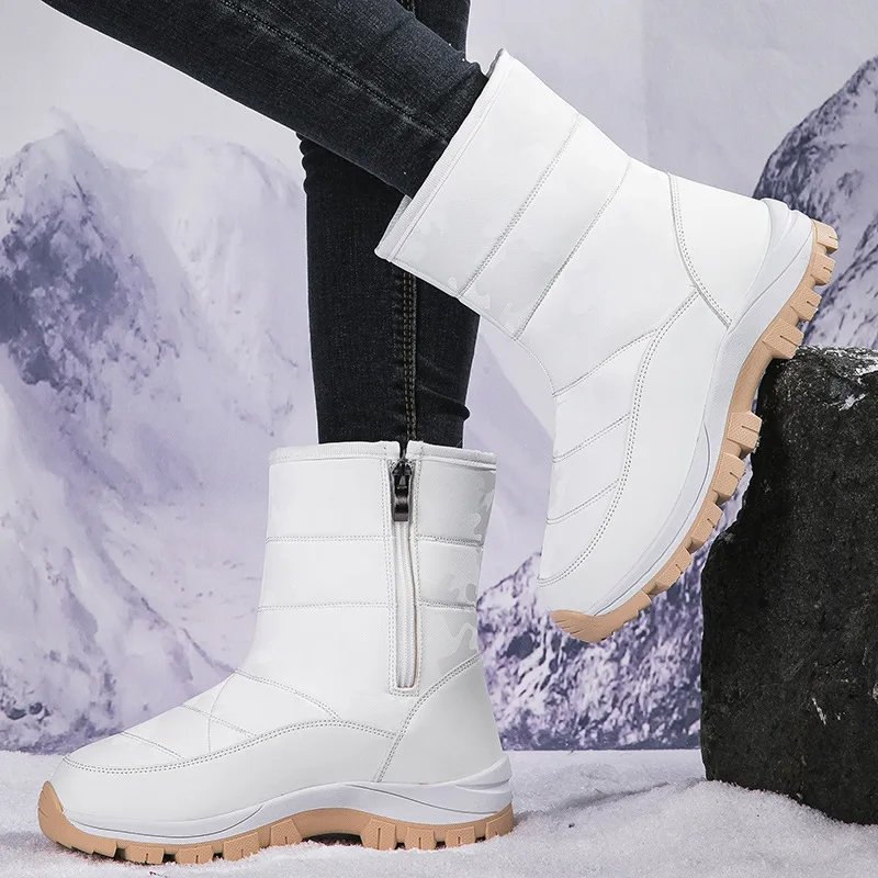 

Новые зимние женские зимние ботинки до середины икры, толстые теплые студенческие ботинки на флисовой подкладке, непромокаемая платформа, нескользящие студенческие ботинки