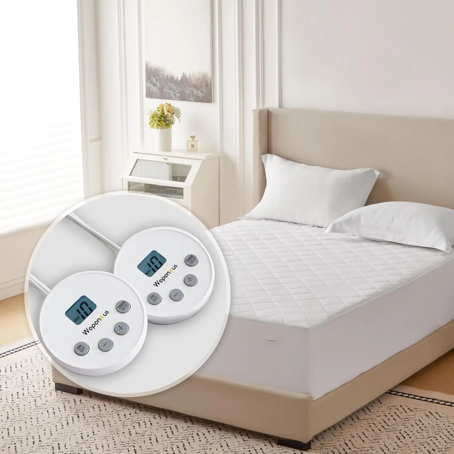 

Heated Mattress Pad Queen Size, Dual Control 10 Heat Settings & 12H Timer, Deep Pocket up to 18", Machine Washable, ETL Listed