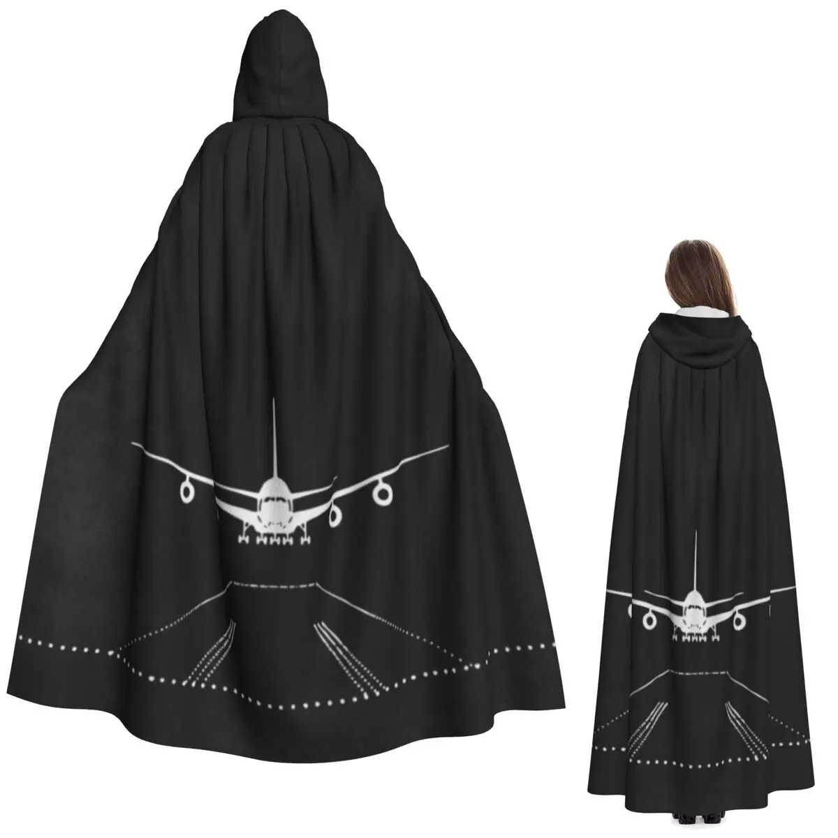 비행기 조종사 긴 후드 망토 마녀 중세 의상 코스프레 케이프 할로윈 뱀파이어 성인 유니섹스
