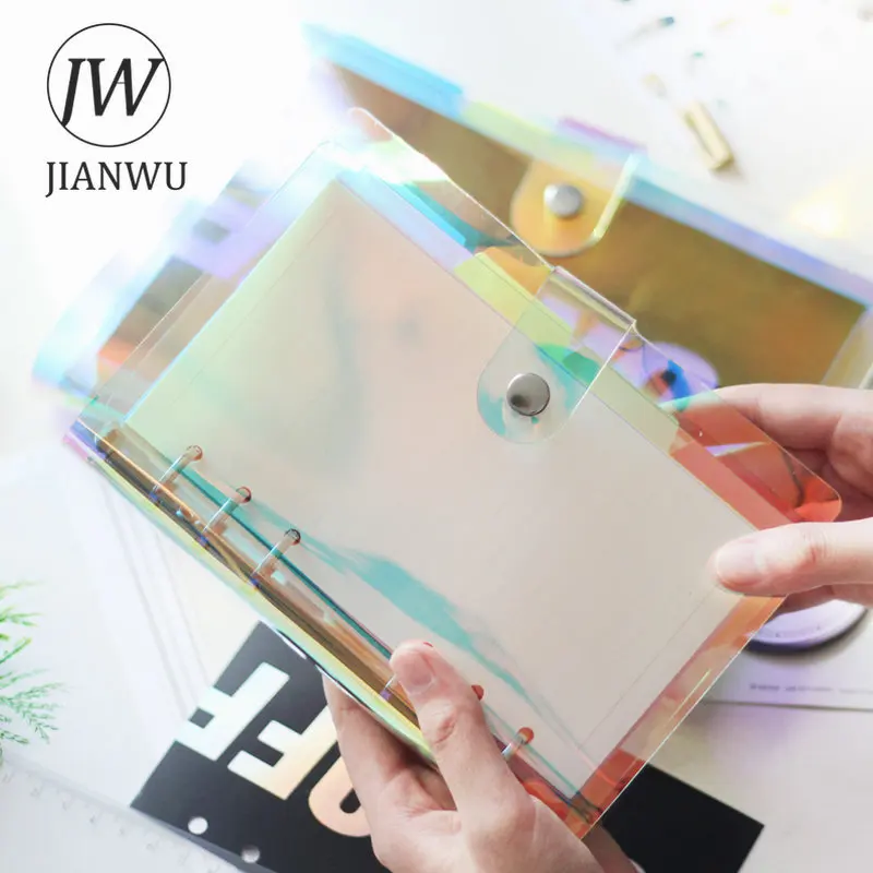 JIANWU 2018 NEW A5 A6 PVC Creative Laser Binder Loose Notebook Diary Loose Leaf Note Book Planner Office Supplies