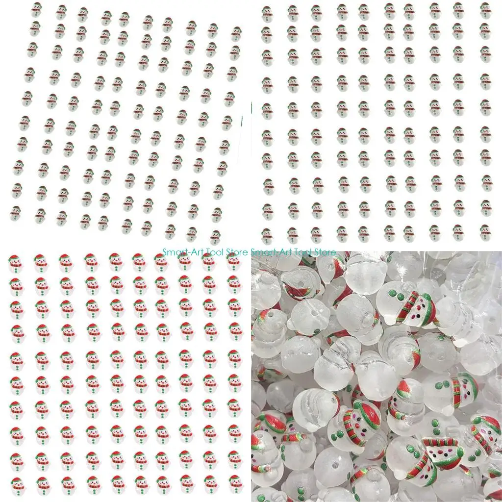 

E1PB 100 шт., рождественские бусины в виде снеговика, прозрачные акриловые бусины 16x20 мм для украшения праздника, вечеринки,