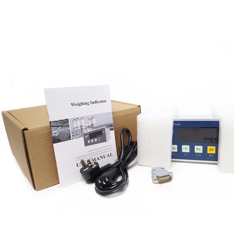 Przemysłowy kontroler wagowy z cyfrowym wyświetlaczem, alarmem przekaźnikowym, miernikiem i wyświetlaczem wagowym z komunikacją 485 do sterownika PLC.