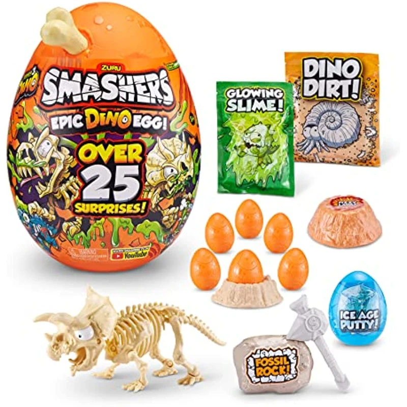 

New Surprise Doll Smashers Epic Dino Egg Collectibles Triceratops Series 3 Dino By ZURU with Over 25 Surprises Gift for Boy