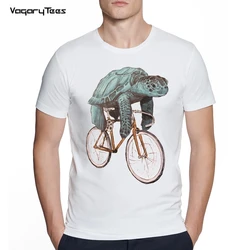 Men's Creative Sea Turtle/Lion cycling Fixed Gear Bike Print Short Sleeve Tshirt Hipster streetwear Tops Cool Animals Desgin Tee
