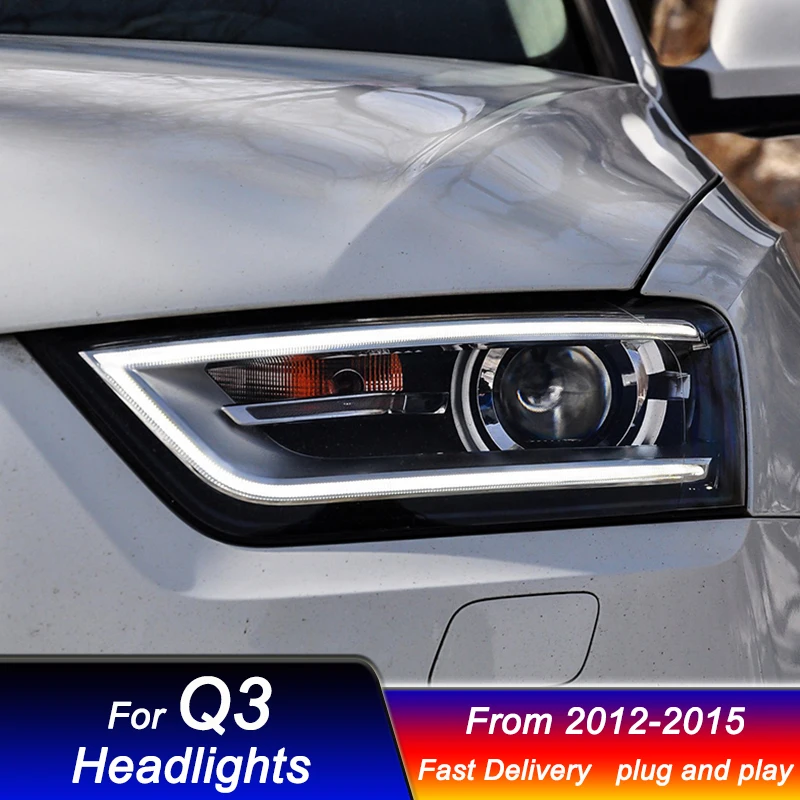 

Стайлинг автомобиля фары для Audi Q3 2012-2015 в высокий стиль полностью светодиодные DRL динамические сигнальные фары биксеноновые фары в сборе