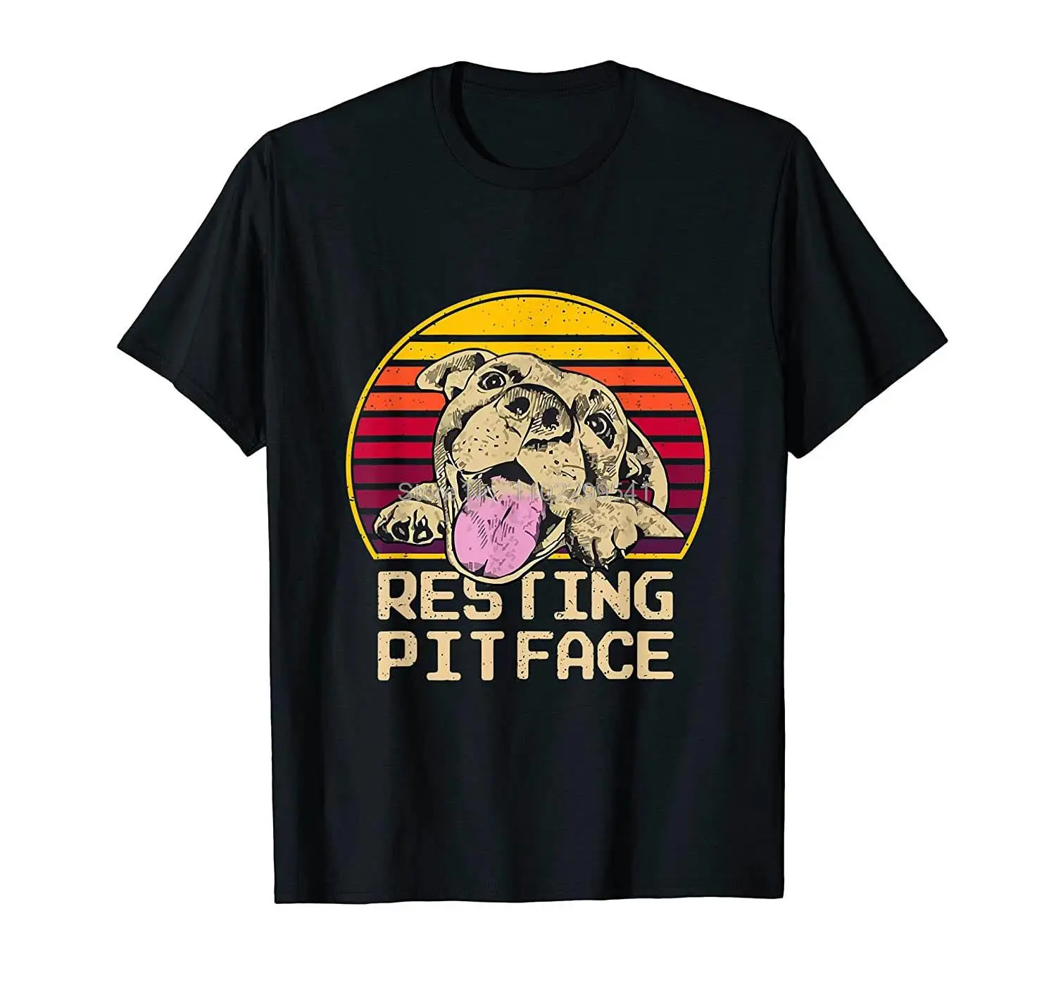 Vintage Pitbull Resting Pit Face - Funny Pitbull Lovers Gift T-Shirt Men Cotton Tshirt Tees Tops Anime Harajuku Streetwear