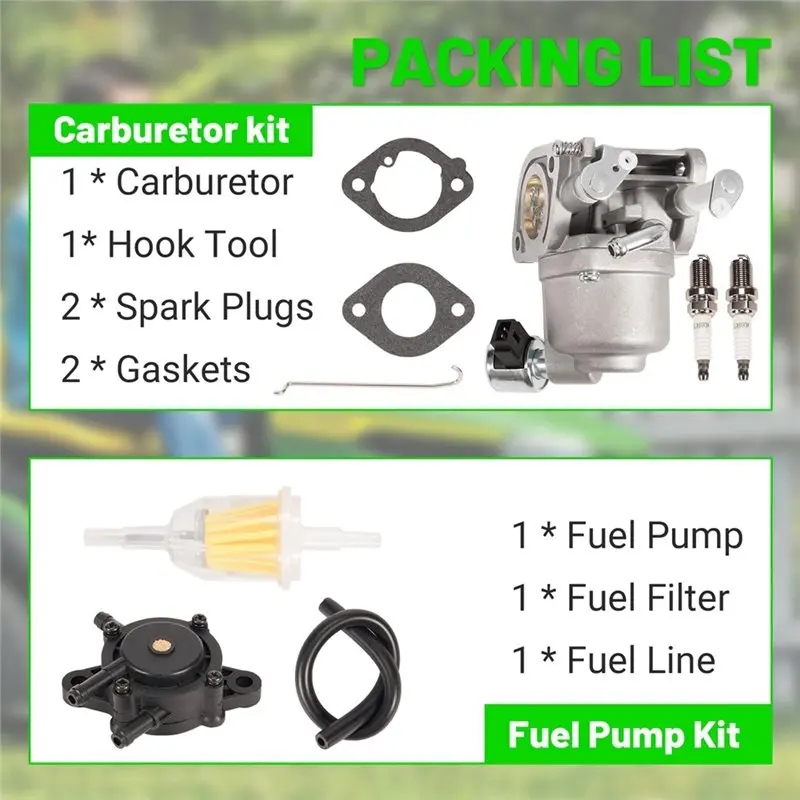 A99F-Carburetor& Fuel Pump Replacement Kit 593200 596375 597128 595321 For Briggs& Stratton G02826 44N877 Tractor/Lawn Mower Eng