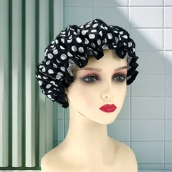 High Quality  Shower Caps Polyester Satin Double Layers bath cap for Women Resuable 26 Items Avaiable