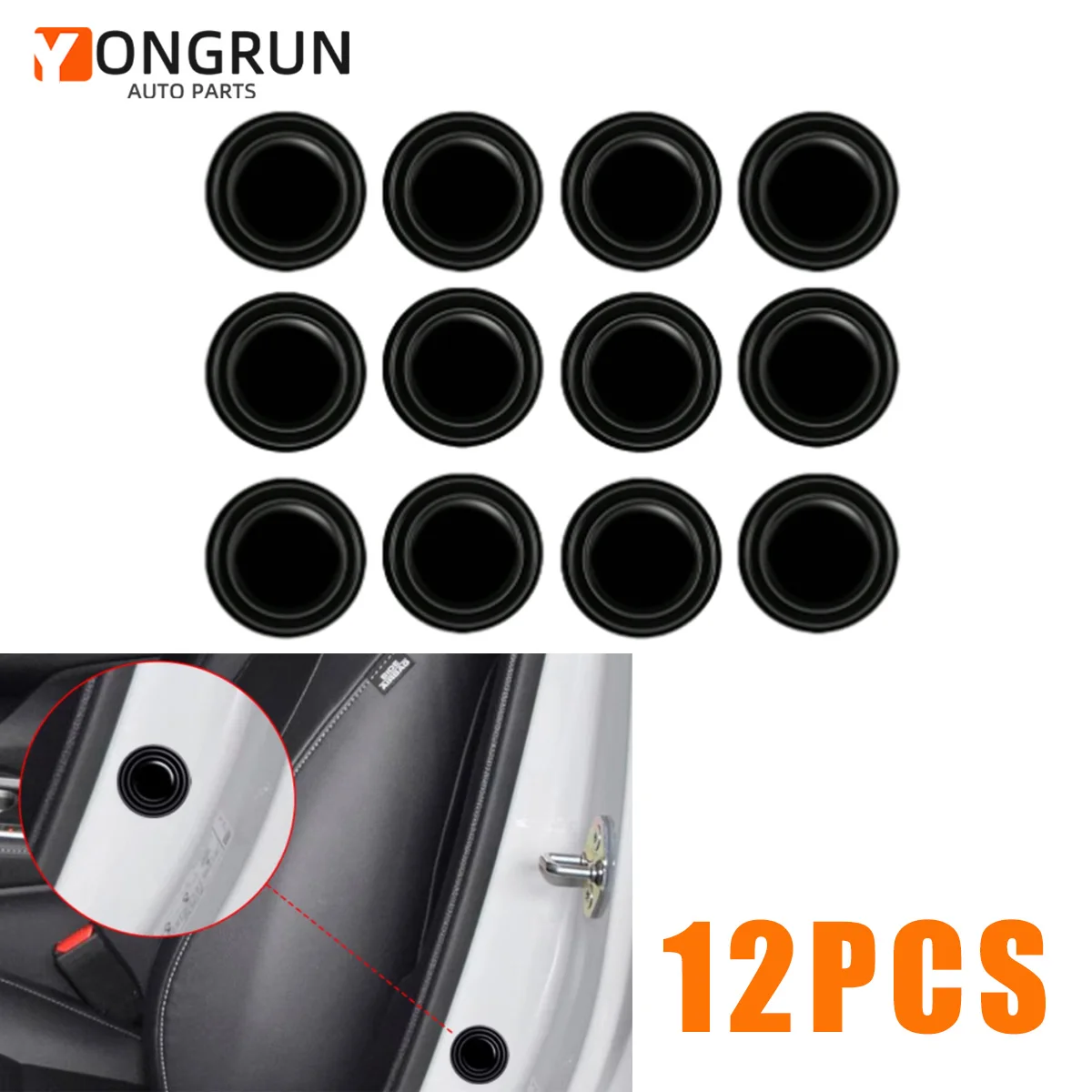 12 stücke Auto Tür Schock-Absorbieren Unterlegscheibe Anti-Kollision Puffer Schalldämpfer Silikon Pad Schalldämmung Universal Schwarz Auto außen