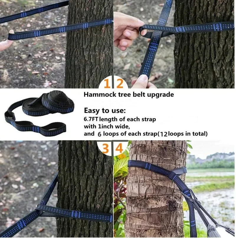 Hamaca de equipo de Camping con mosquitera emergente automático, silla portátil individual y doble con 12 correas de árbol de bucles