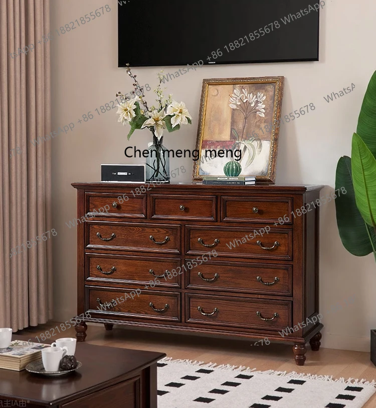 

American solid wood retro living room bucket cabinet against the wall bedroom bedside cabinet dining room storage cabinet