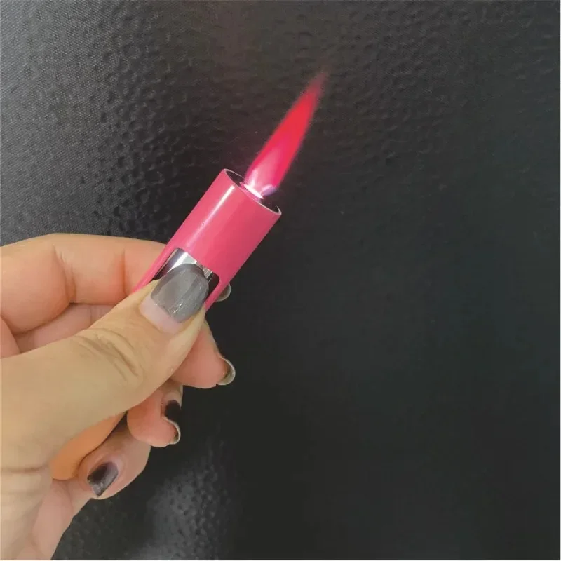 Mini Pink Flame Butane Lighter Portable Windproof Refill Torch Cigarette Lighter Smoking Accessories Gadgets for Men Gifts