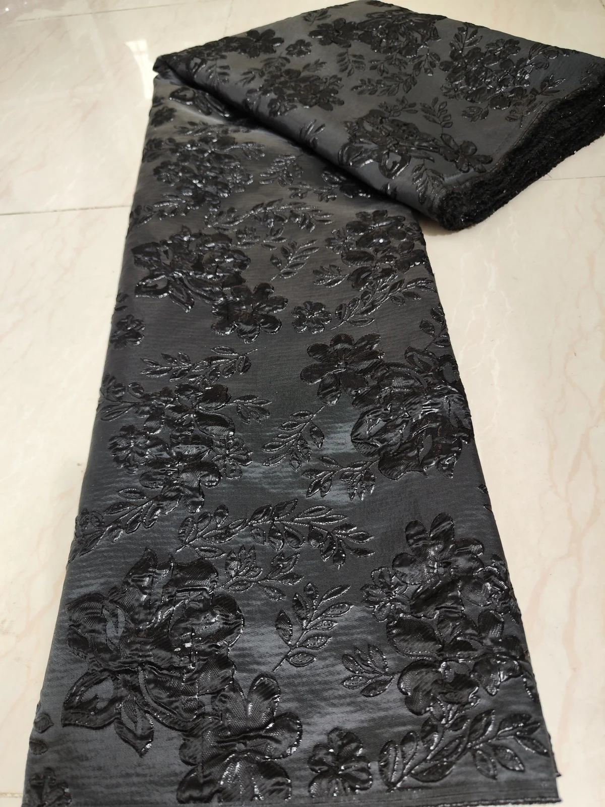 Latest Black Brocade African Lace Fabric For Party 2024 High Quality Jacquard French Nigeria Lace Fabric For Party Dress PCW2420