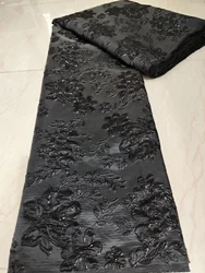 Latest Black Brocade African Lace Fabric For Party 2024 High Quality Jacquard French Nigeria Lace Fabric For Party Dress PCW2420