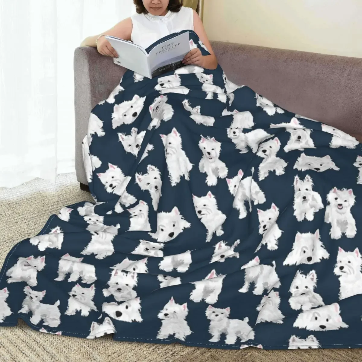 Westie Blanket Fleece West Highland Terrier Dog Cute Puppy Ultra-Soft Throw Blanket for Bed Bedroom Quilt