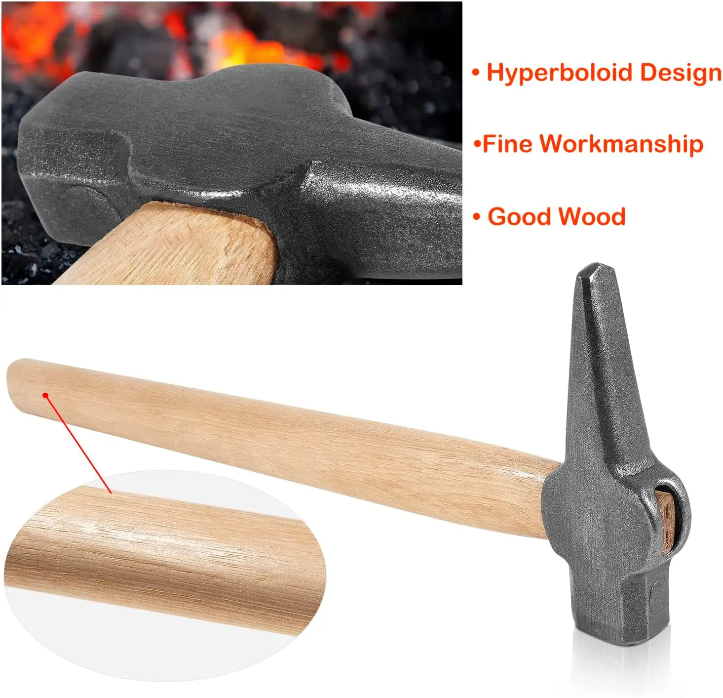 TM Cross Peen Blacksmith Hammer Top Craft, Convient pour le forgeage opaque exécutif, Pince à forger, Outils de travail du métal