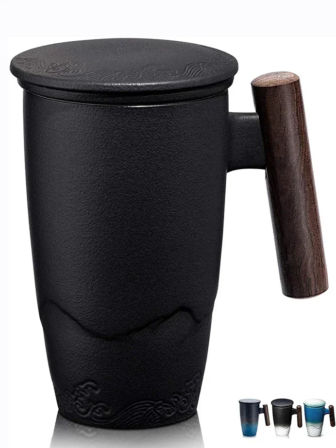 

Luxury Ceramic Mug Vintage Tea Cup for Coffee Large Breakfast Cups and Mugs Beer Tableware Wooden Handle Personalized Gifts